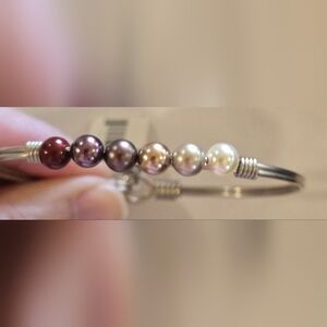 Elegant Silver Toned Luca+Danni Multicolor Swarovski Pearl Bracelet